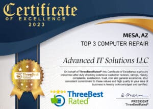 Top computer repair shop in Mesa award